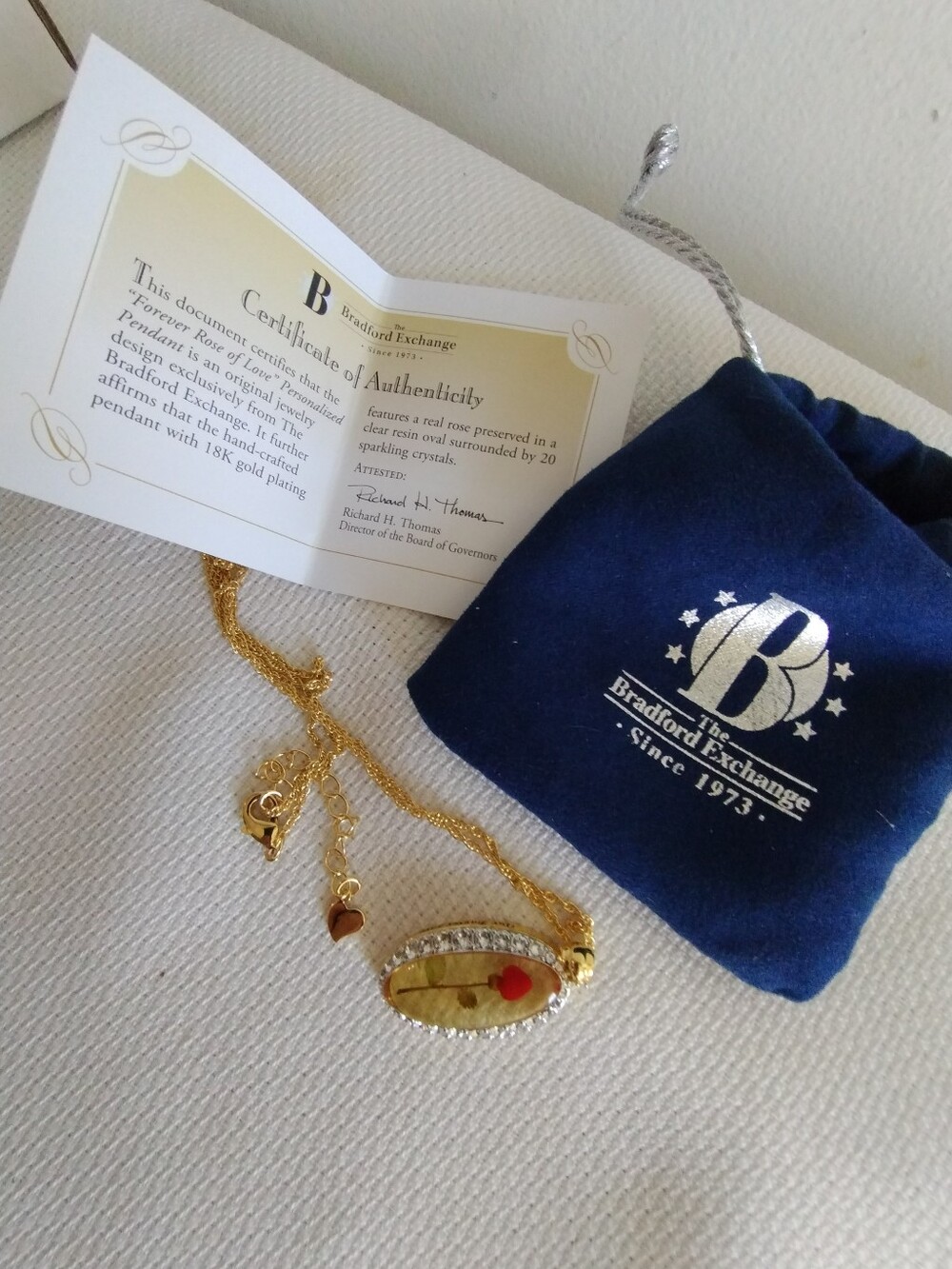 The Bradford Exchange Gold-Tone Oval Pendant Necklace with Red Heart Accent
